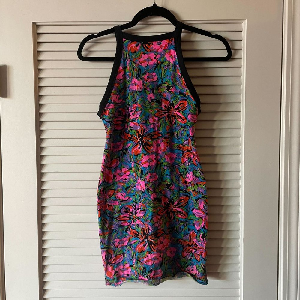 Motel Rocks Fluro Flower Zamora Bodycon Dress - XS